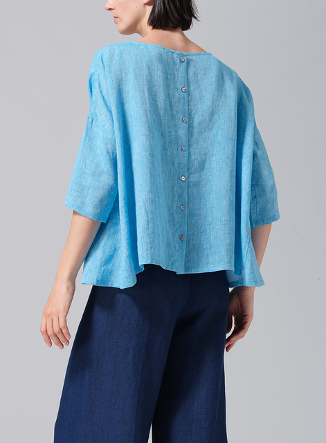 Linen Dropped Shoulder Long Top