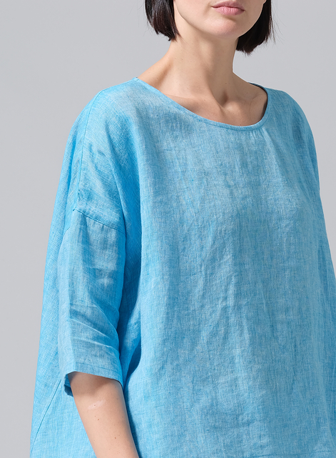 Linen Dropped Shoulder Long Top