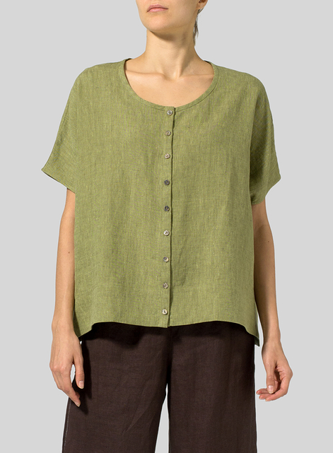 Linen Wide S/Sleeve Blouse