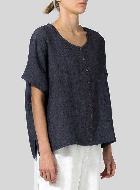 Linen Wide S/Sleeve Blouse