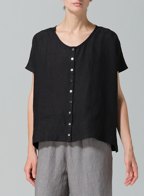 Linen Wide S/Sleeve Blouse
