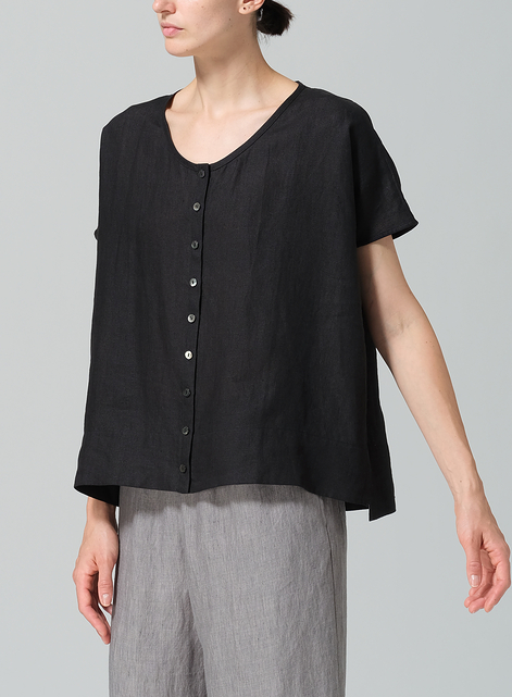 Linen Wide S/Sleeve Blouse