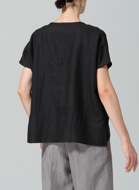 Linen Wide S/Sleeve Blouse