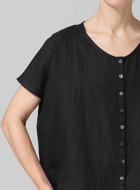 Linen Wide S/Sleeve Blouse