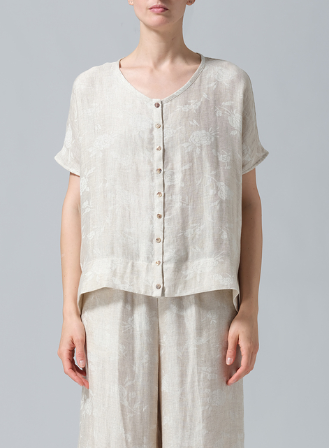Linen Wide S/Sleeve Blouse