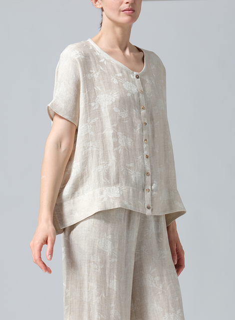 Linen Wide S/Sleeve Blouse