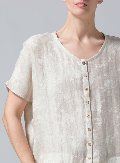 Linen Wide S/Sleeve Blouse