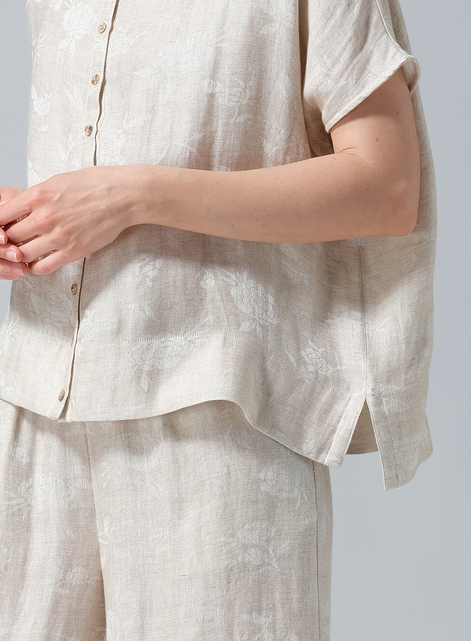 Linen Wide S/Sleeve Blouse