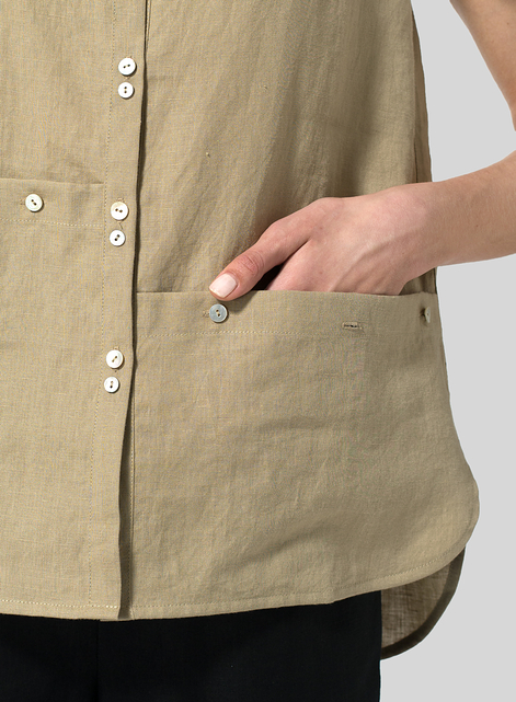 Linen Cap Sleeve Blouse