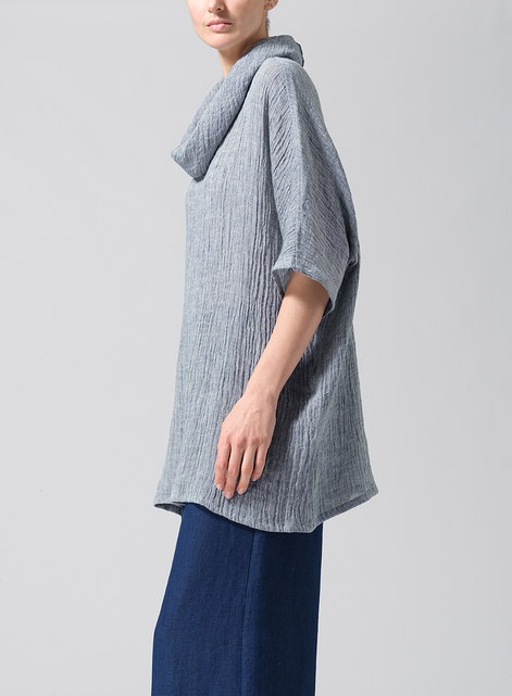 Gauze  Linen Turtleneck Tunic