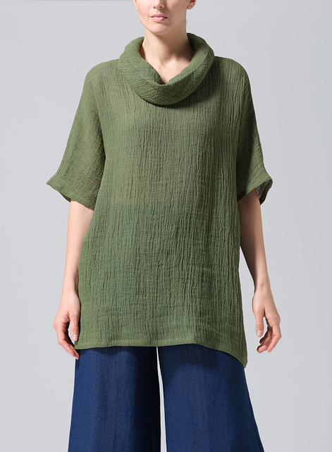 Gauze  Linen Turtleneck Tunic