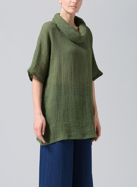 Gauze  Linen Turtleneck Tunic