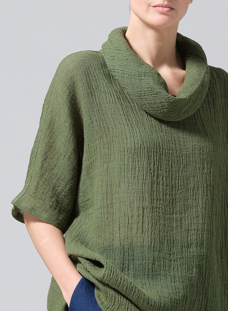 Gauze  Linen Turtleneck Tunic