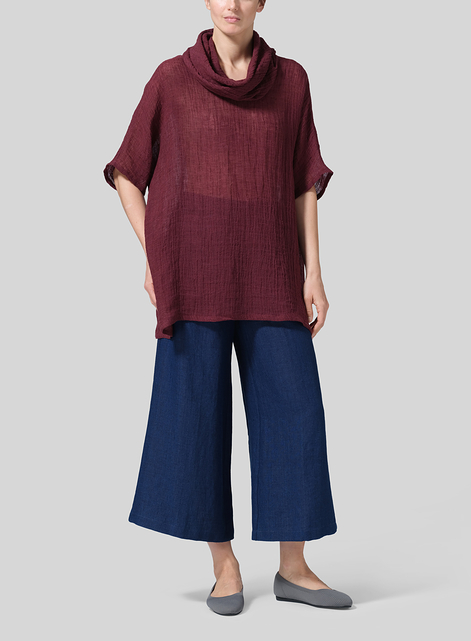 Gauze  Linen Turtleneck Tunic