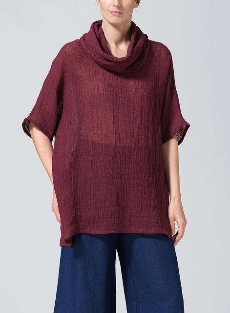 Gauze  Linen Turtleneck Tunic