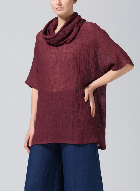 Gauze  Linen Turtleneck Tunic