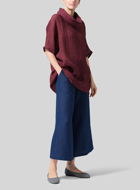 Gauze  Linen Turtleneck Tunic