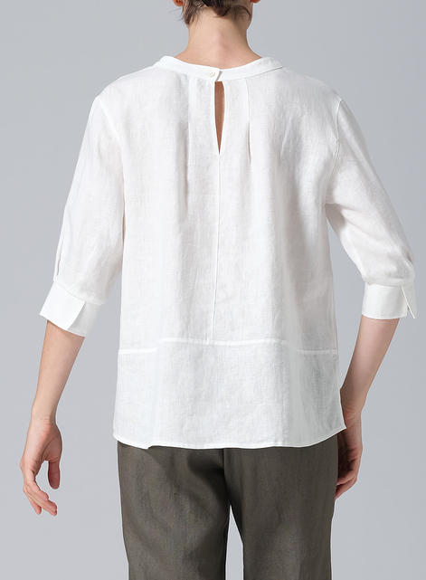 Linen Back Keyhole Blouse