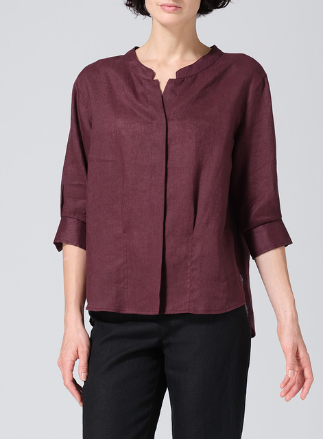 Linen Back Keyhole Blouse