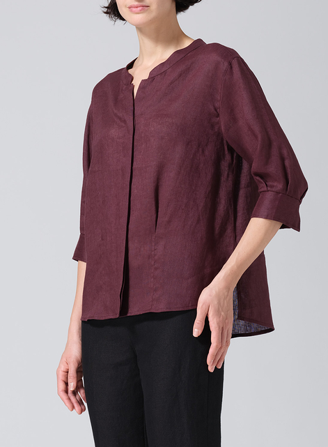 Linen Back Keyhole Blouse