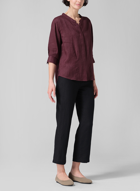 Linen Back Keyhole Blouse
