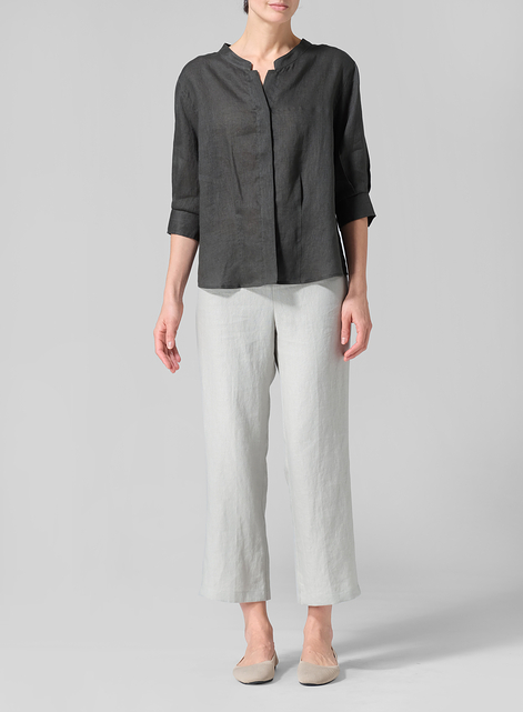 Linen Back Keyhole Blouse