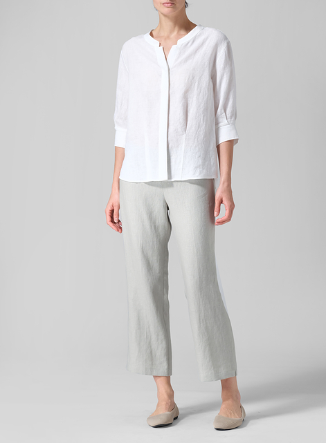 Linen Back Keyhole Blouse