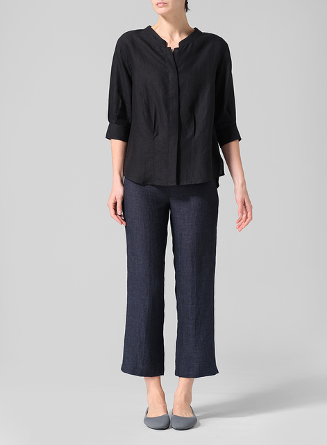 Linen Back Keyhole Blouse