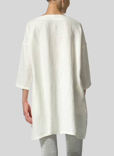 Linen Decolletage Neckline Long Tunic