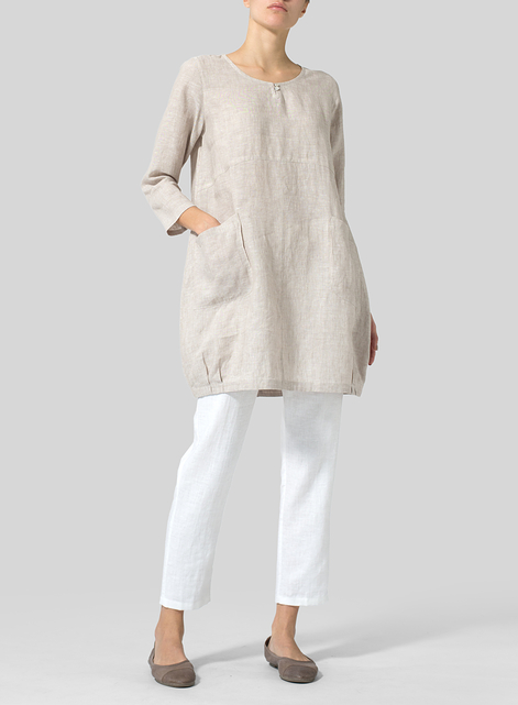 Linen Button Loop Balloon Tunic
