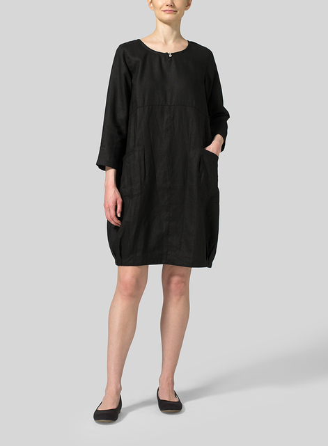 Linen Button Loop Balloon Tunic