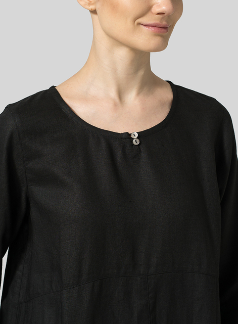 Linen Button Loop Balloon Tunic
