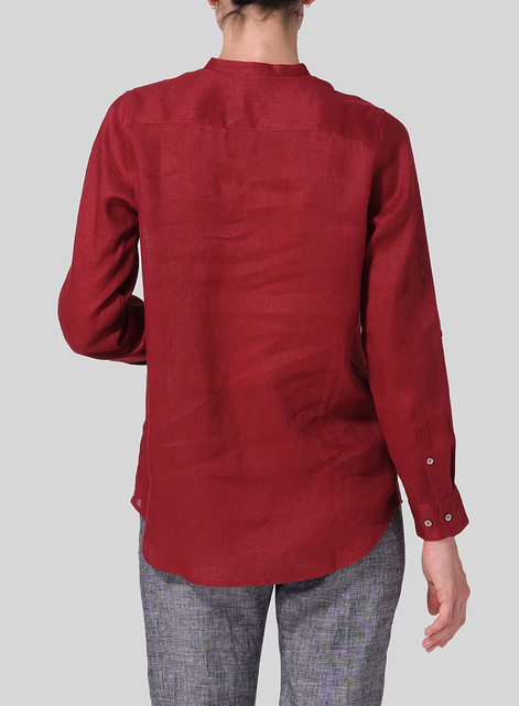 Linen Mandarin Collar Shirt