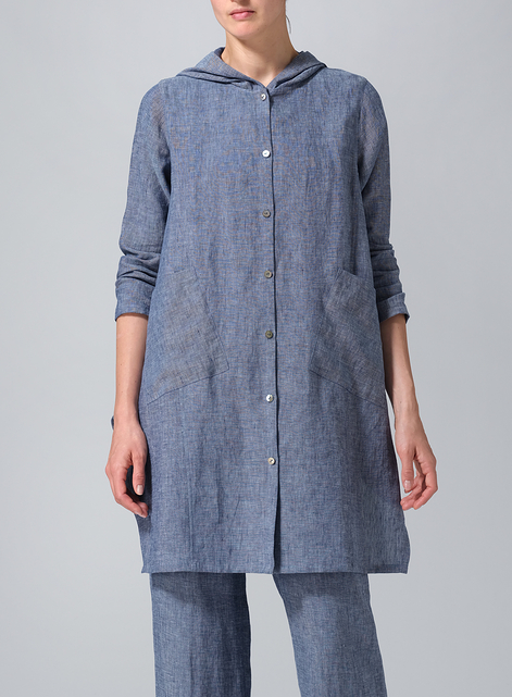 Linen Hooded Shirt