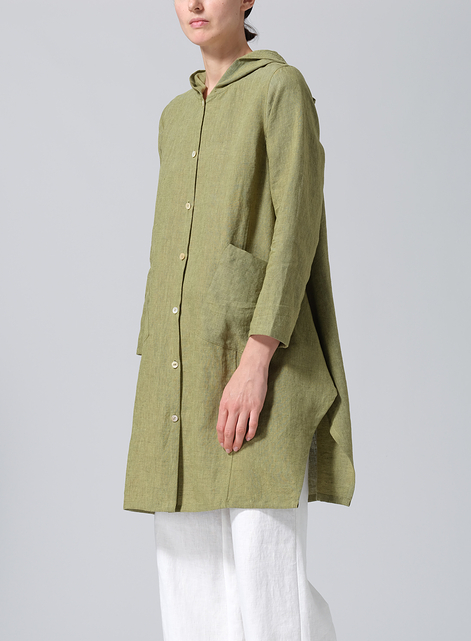 Linen Hooded Shirt