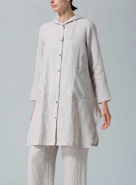 Linen Hooded Shirt