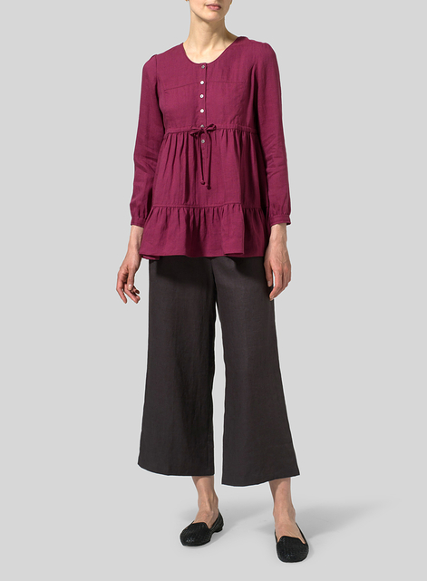 Linen Tiered Pullover Top