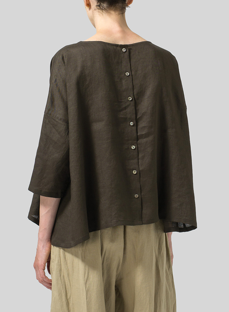Linen Dropped Shoulder Top