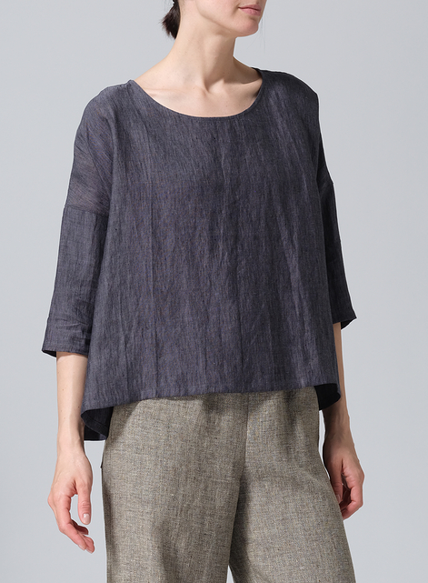 Linen Dropped Shoulder Top