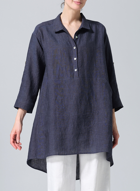Linen Classic Collar A Shape Tunic