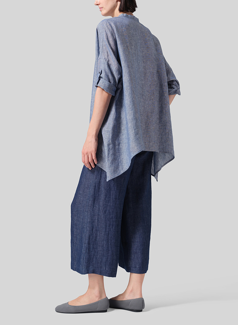 Linen Loose Deep V-neck Overtop