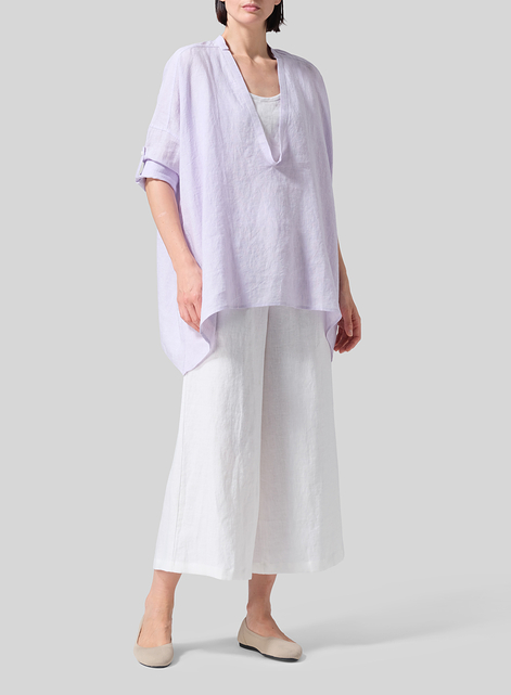 Linen Loose Deep V-neck Overtop
