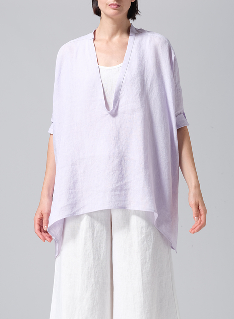 Linen Loose Deep V-neck Overtop