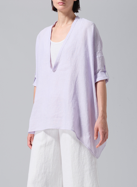 Linen Loose Deep V-neck Overtop