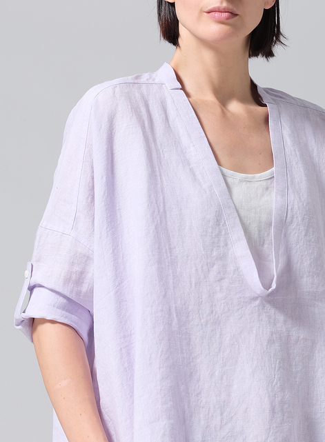 Linen Loose Deep V-neck Overtop