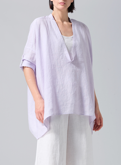 Linen Loose Deep V-neck Overtop