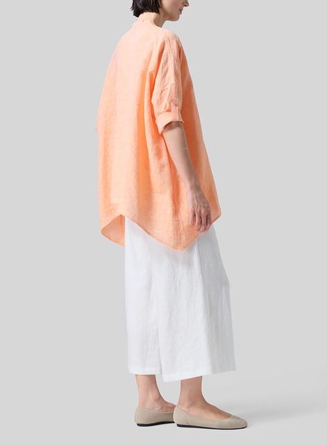 Linen Loose Deep V-neck Overtop