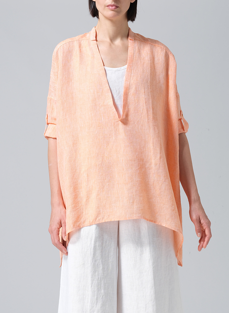 Linen Loose Deep V-neck Overtop