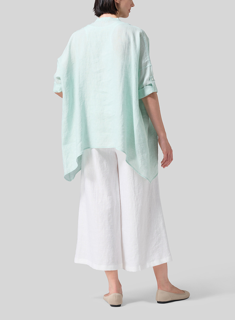 Linen Loose Deep V-neck Overtop