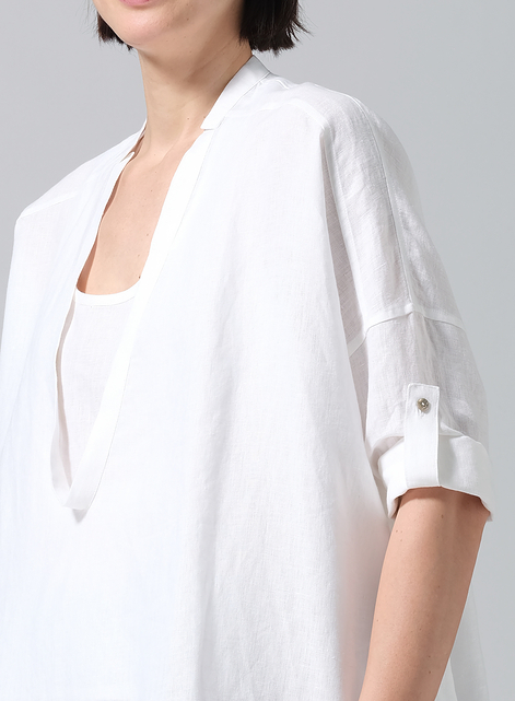 Linen Loose Deep V-neck Overtop